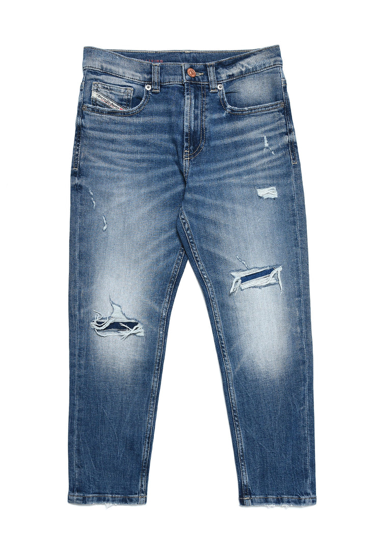 jeans med hull Mørk Blå Melert