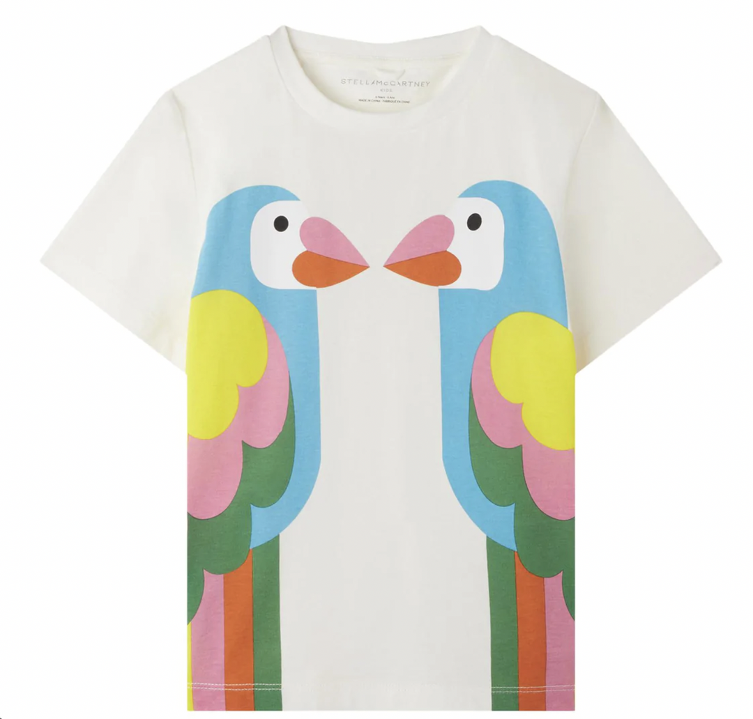 t-skjorte med papegøyer Hvit