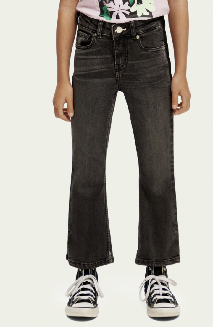 flare jeans cropped med splitt Koksgrå