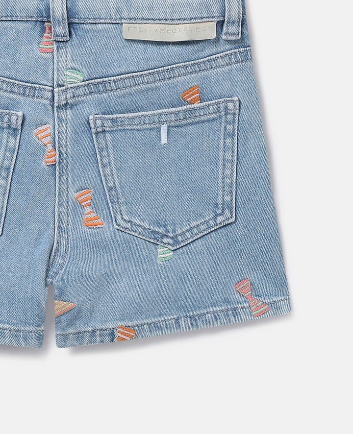 jeans shorts med sløyfer Mørk Blå Melert