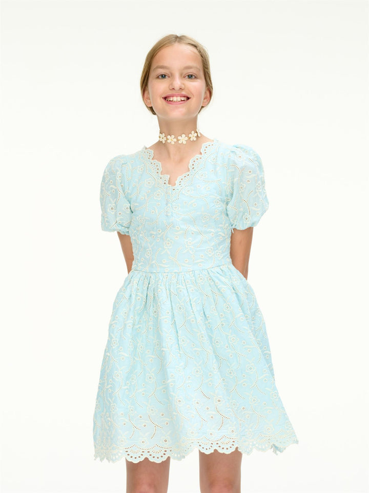 kjole med blonder Lyseblå